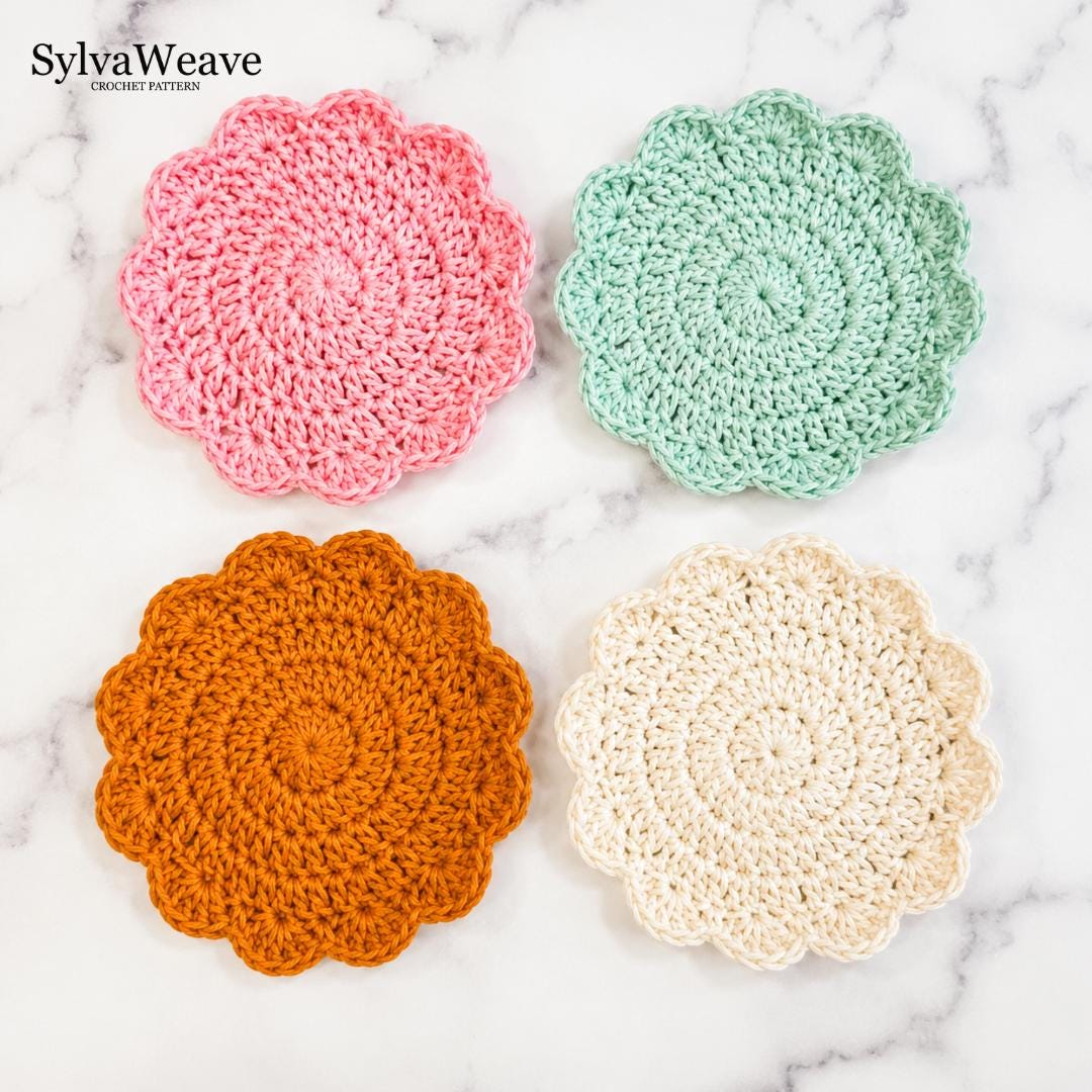 Crochet Coaster Pattern | Easy Coffee Coaster , Beginner Knitting PDF, (digital Download), Gift for her, Home Decoration, House Warming