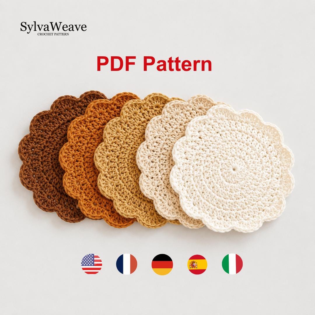 Crochet Coaster Pattern | Easy Coffee Coaster , Beginner Knitting PDF, (digital Download), Gift for her, Home Decoration, House Warming