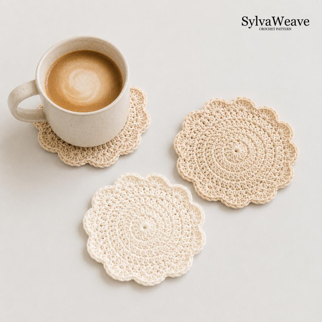 Crochet Coaster Pattern | Easy Coffee Coaster , Beginner Knitting PDF, (digital Download), Gift for her, Home Decoration, House Warming