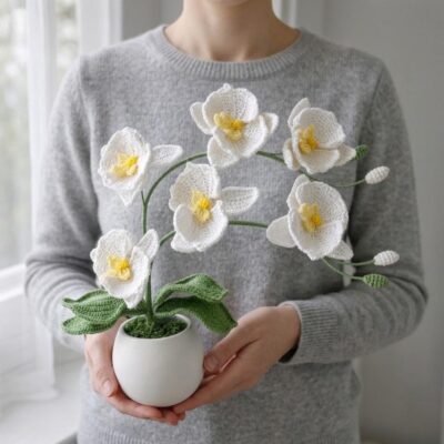 Crochet Moth Orchid Flower Plant Pattern PDF with Video Tutorial, DIY Gift for mother, Easy Knitting, Floral Bouquet, Home Decoration, House Crochet Moth Orchid Flower Plant Pattern PDF with Video Tutorial, DIY Gift for mother, Easy Knitting, Floral Bouquet, Home Decoration, House