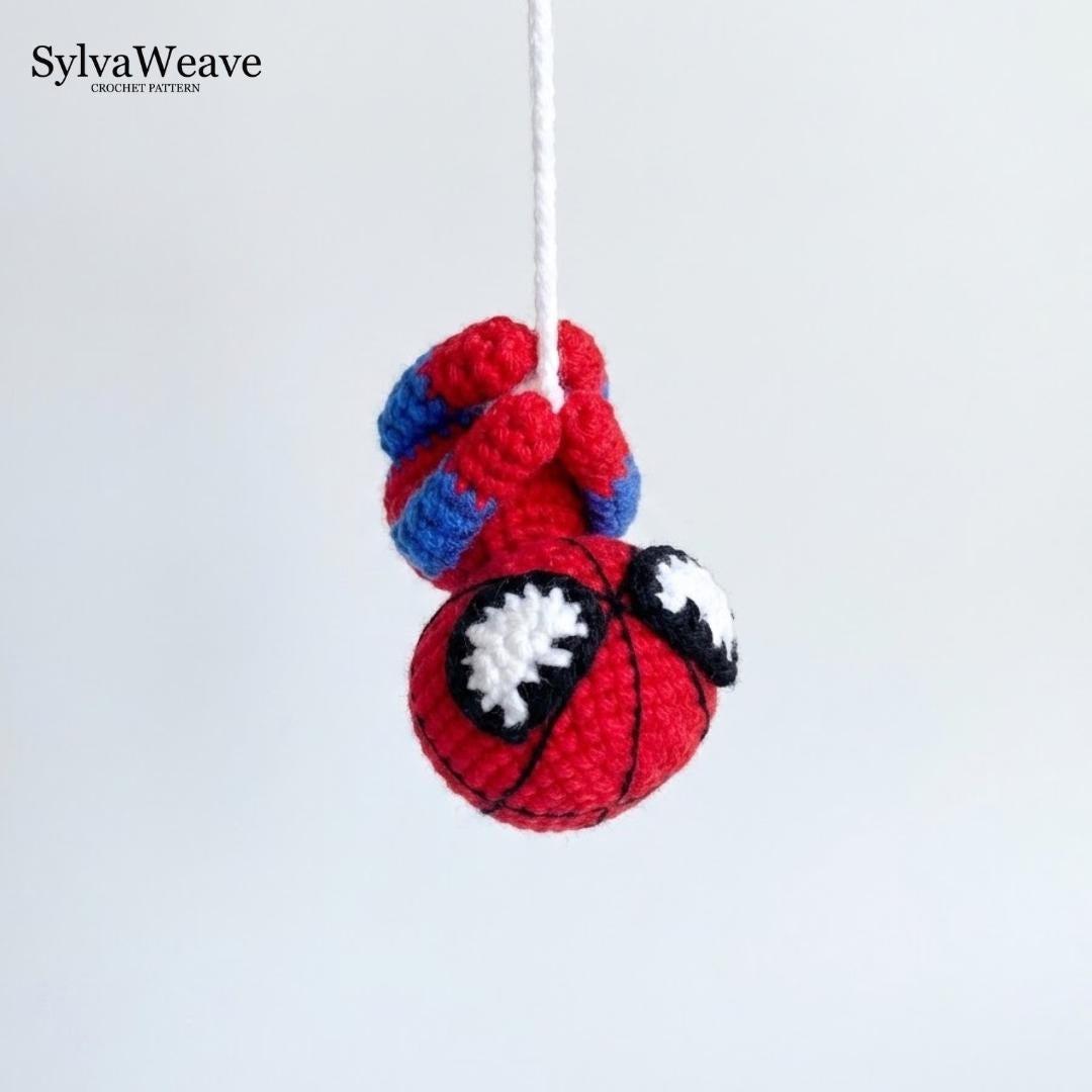 Crochet Spider Hero Pattern , Easy Car Hanging Bag Charm Pattern PDF, Superhero Keychain Tutorial, Back to School, Digital Download