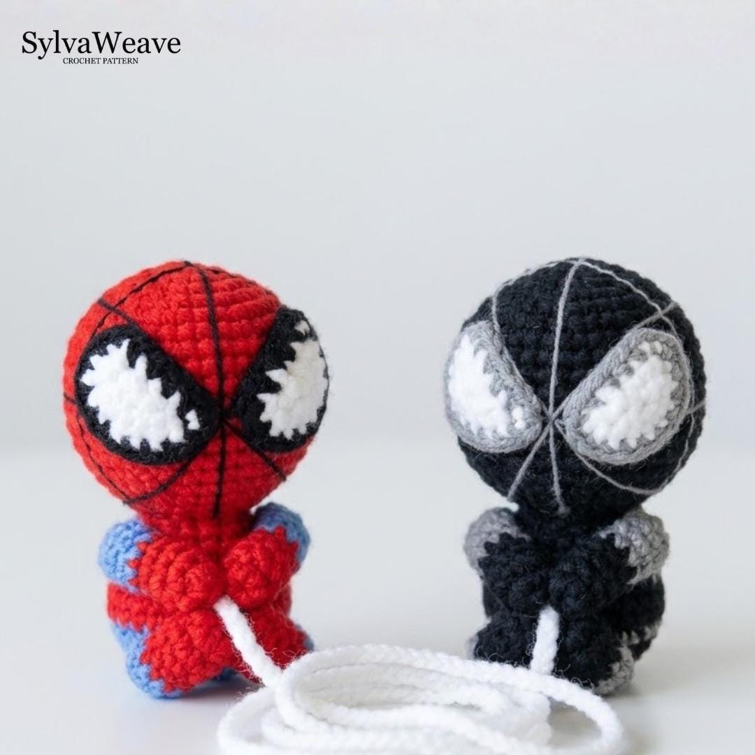 Crochet Spider Hero Pattern , Easy Car Hanging Bag Charm Pattern PDF, Superhero Keychain Tutorial, Back to School, Digital Download