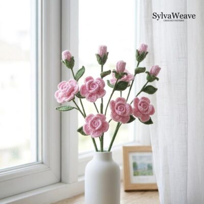 Crochet Rose Pattern PDF & Video, Hot Pink Rose Crochet Pattern, Flower Bouquet Tutorial, DIY Pink Floral Gift, Digital Download Crochet Rose Pattern PDF & Video, Hot Pink Rose Crochet Pattern, Flower Bouquet Tutorial, DIY Pink Floral Gift, Digital Download