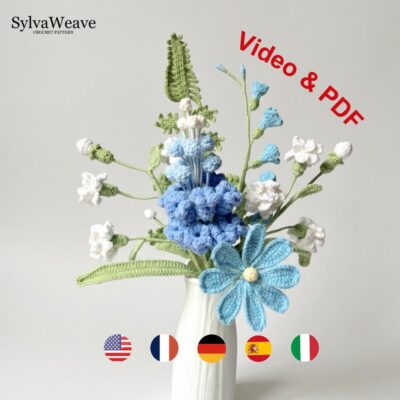 Crochet Flower Bouquet Bundle Pattern PDF with Video, Delphinium, Jasmine, Freesia, Amigurumi flower, Wedding Floral, Valentine, 5 types