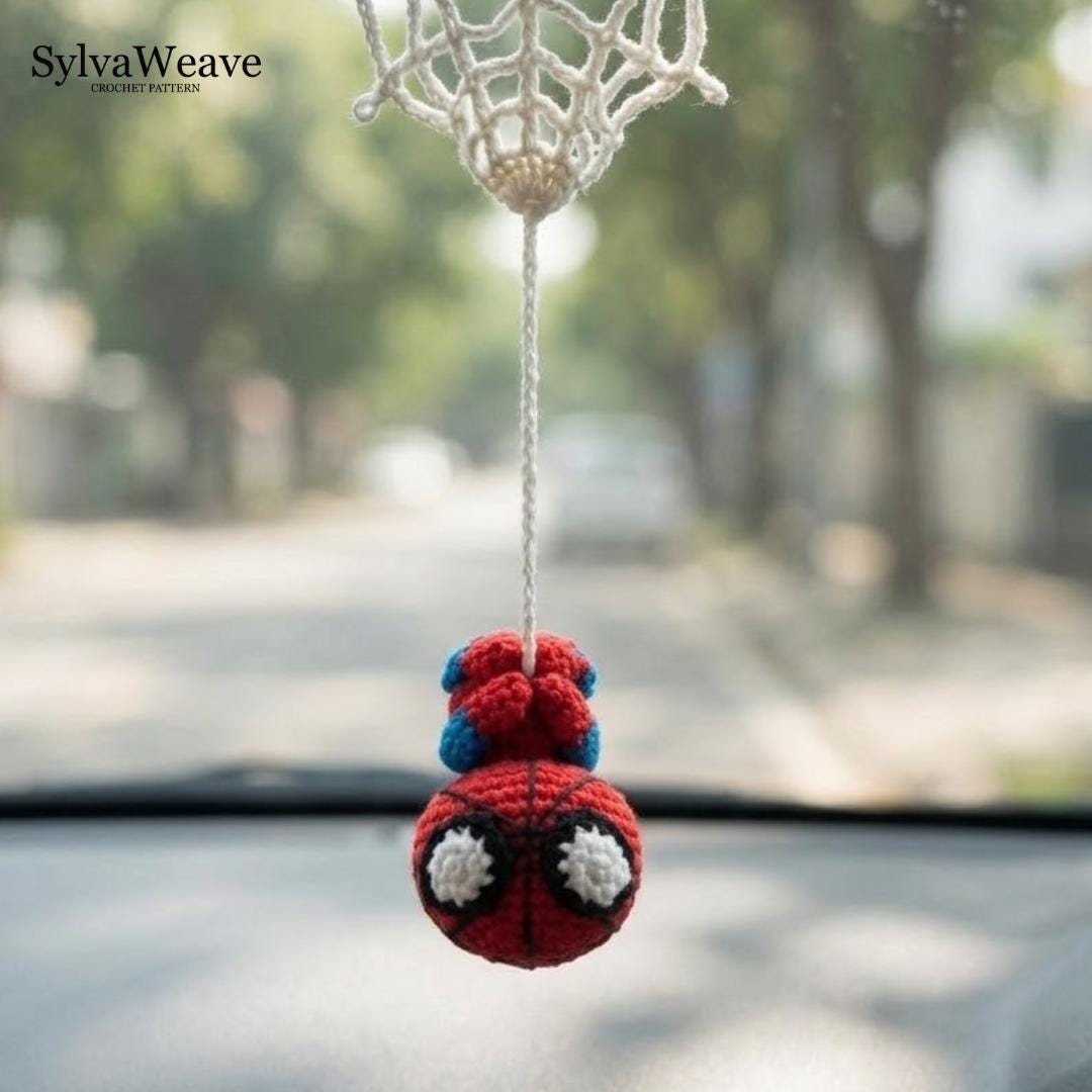 Crochet Spider Hero Pattern , Easy Car Hanging Bag Charm Pattern PDF, Superhero Keychain Tutorial, Back to School, Digital Download