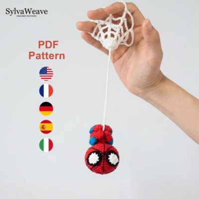 Crochet Spider Hero Pattern , Easy Car Hanging Bag Charm Pattern PDF, Superhero Keychain Tutorial, Back to School, Digital Download
