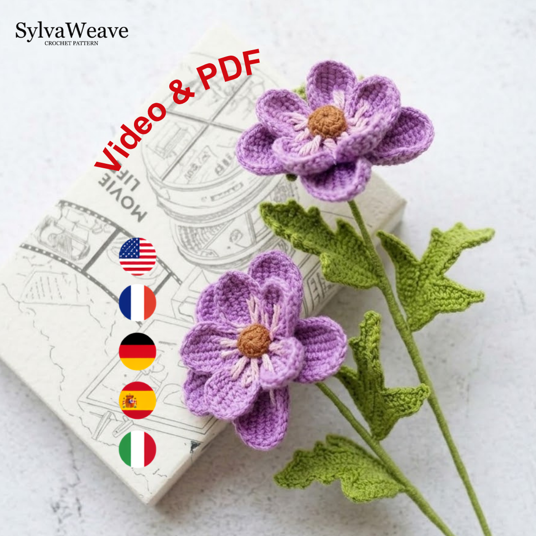 Anemone Crochet Flower Pattern PDF and Video Tutorial (Copy)