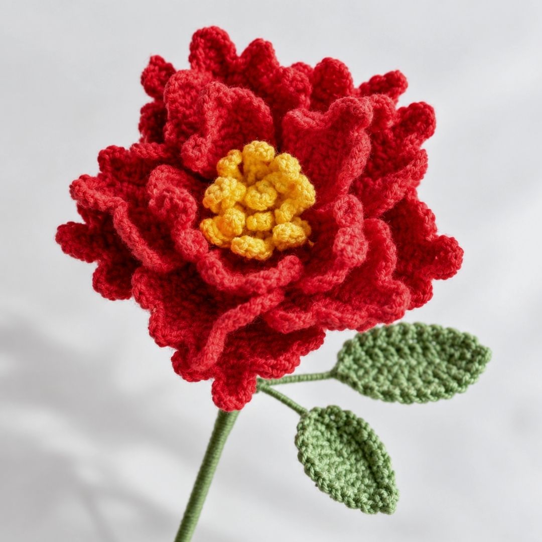 Red Rose Crochet Flower Pattern PDF and Video Tutorial - Image 3