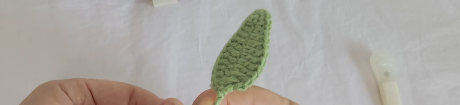 Completed wired crochet leaf for the Butterfly Ranunculus