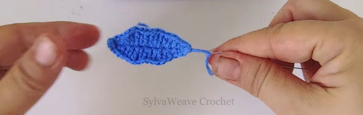 Shaped crochet hibiscus petal worked around a foundation chain with wire