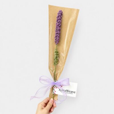 Crocheted Lavender Flower Stem, Everlasting Yarn Bloom, Handcrafted Gift for Her