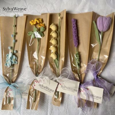 Handmade Crochet Tulip Flower, Everlasting Floral Arrangement, Birthday Gift