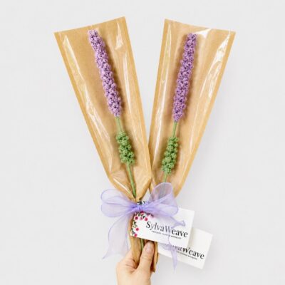 Crocheted Lavender Flower Stem, Everlasting Yarn Bloom, Handcrafted Gift for Her