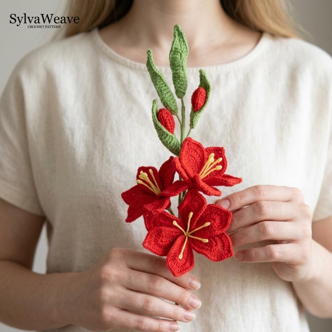 Gladiolus Crochet Flower Pattern PDF and Video Tutorial - Image 2