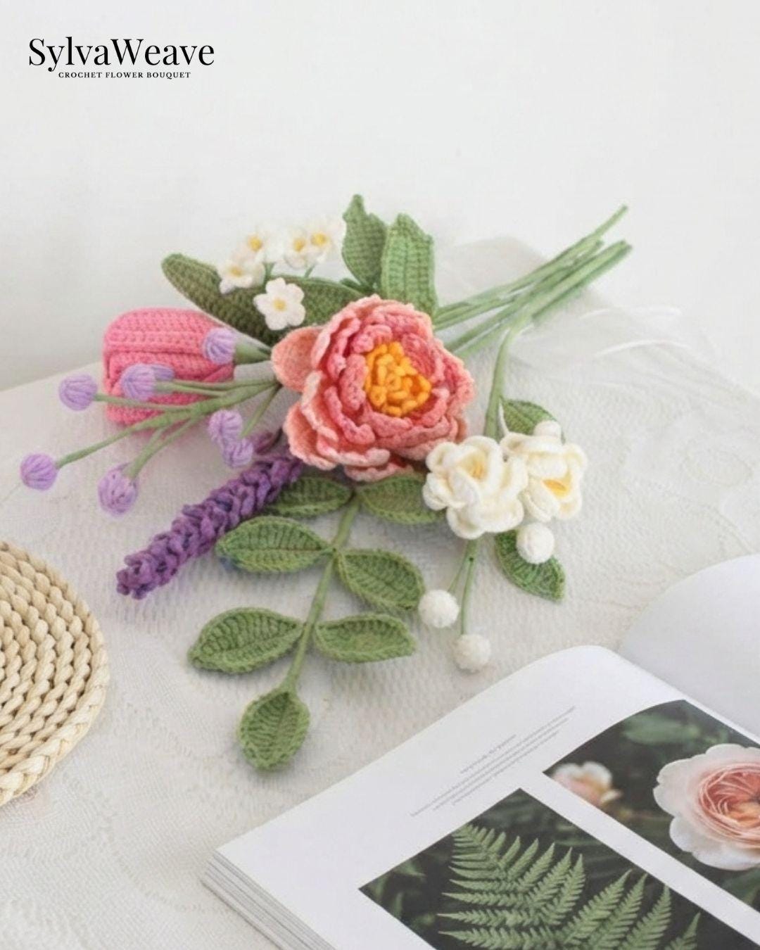 Crochet Peony Flower Bouquet, Everlasting Crochet Flower, Handmade Home Decoration, Anniversary Gift, Wedding Floral , Thanksgiving Gift - Image 4