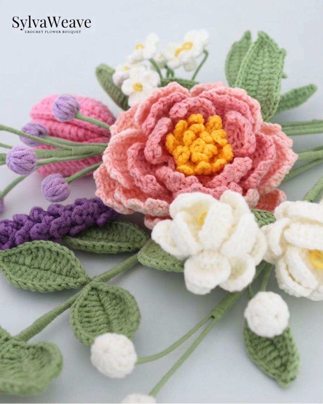 Crochet Peony Flower Bouquet, Everlasting Crochet Flower, Handmade Home Decoration, Anniversary Gift, Wedding Floral , Thanksgiving Gift - Image 5