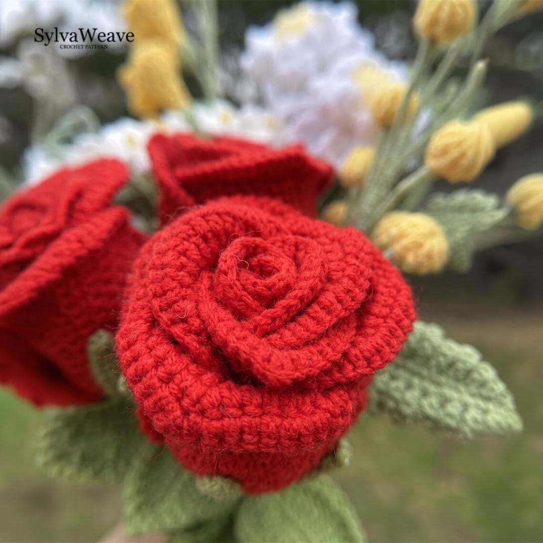 Handmade Rose and Jasmine Crochet Bouquet - Image 6