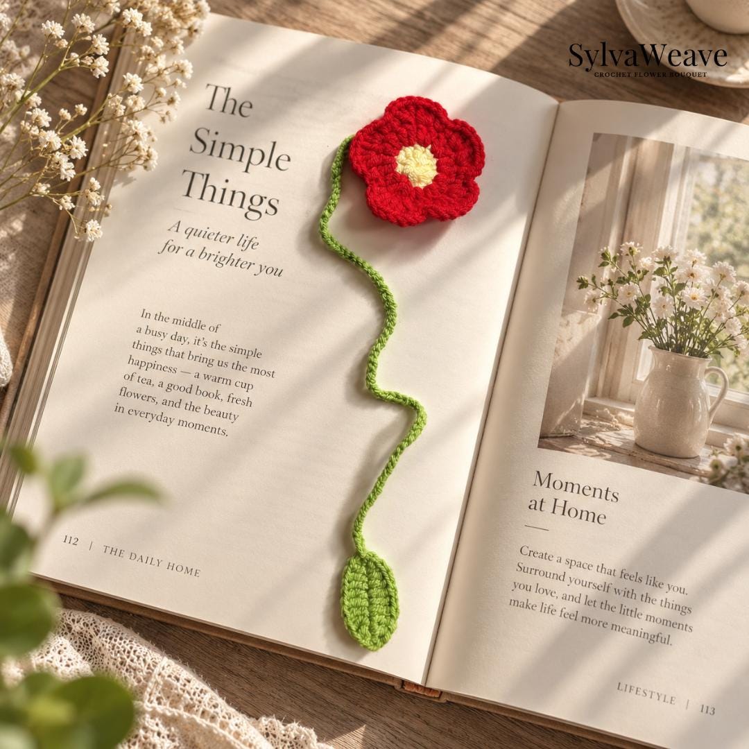 Crochet Flower Bookmark & Bag Charm, Handmade Amigurumi Sunflower Marker, Daisy Purse Accessory, Sweet Gift for Readers - Image 4