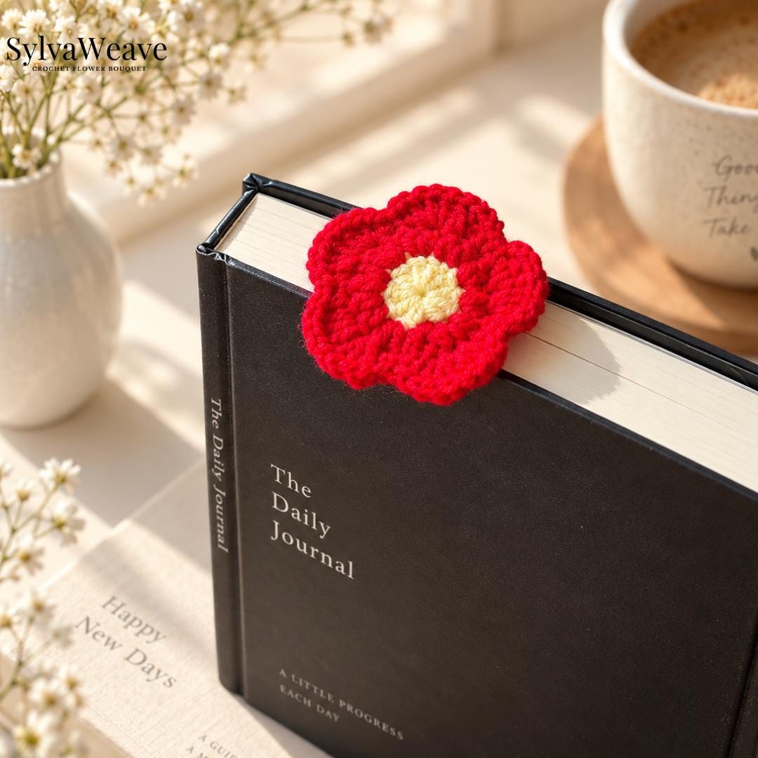 Crochet Flower Bookmark & Bag Charm, Handmade Amigurumi Sunflower Marker, Daisy Purse Accessory, Sweet Gift for Readers - Image 7