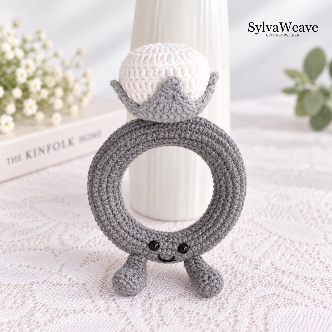 Crochet Diamond Ring, Handmade Engagement Gift, Cute Wedding & Proposal Decor, Bridal Shower Gift, Anniversary Gift, Plush Ring Decor - Image 4