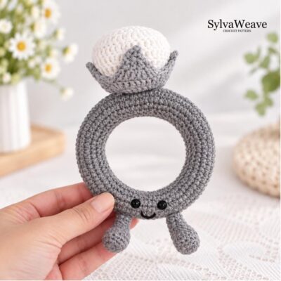 Crochet Diamond Ring, Handmade Engagement Gift, Cute Wedding & Proposal Decor, Bridal Shower Gift, Anniversary Gift, Plush Ring Decor