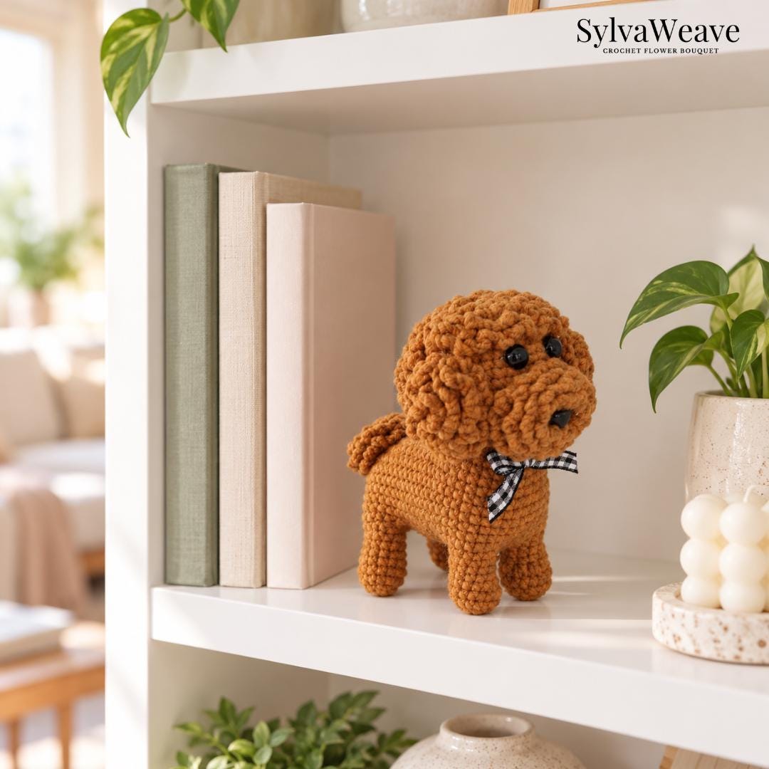Handmade Crochet Poodle Dog, Cute Plush Puppy Gift, Poodle Lover Gift, Amigurumi Dog, Pet Lover Gift, Cute Home Decor - Image 2