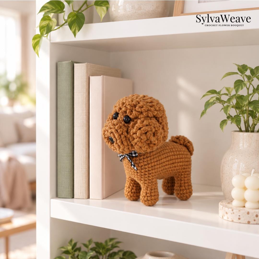 Handmade Crochet Poodle Dog, Cute Plush Puppy Gift, Poodle Lover Gift, Amigurumi Dog, Pet Lover Gift, Cute Home Decor - Image 3