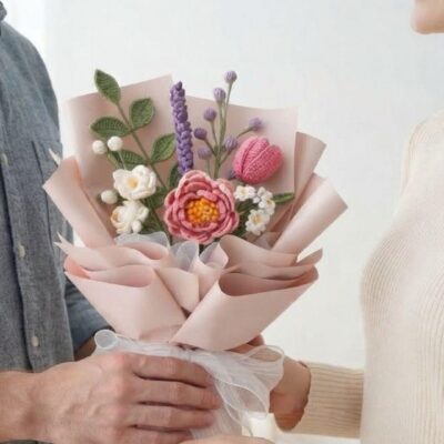 Crochet Peony Flower Bouquet, Everlasting Crochet Flower, Handmade Home Decoration, Anniversary Gift, Wedding Floral , Thanksgiving Gift