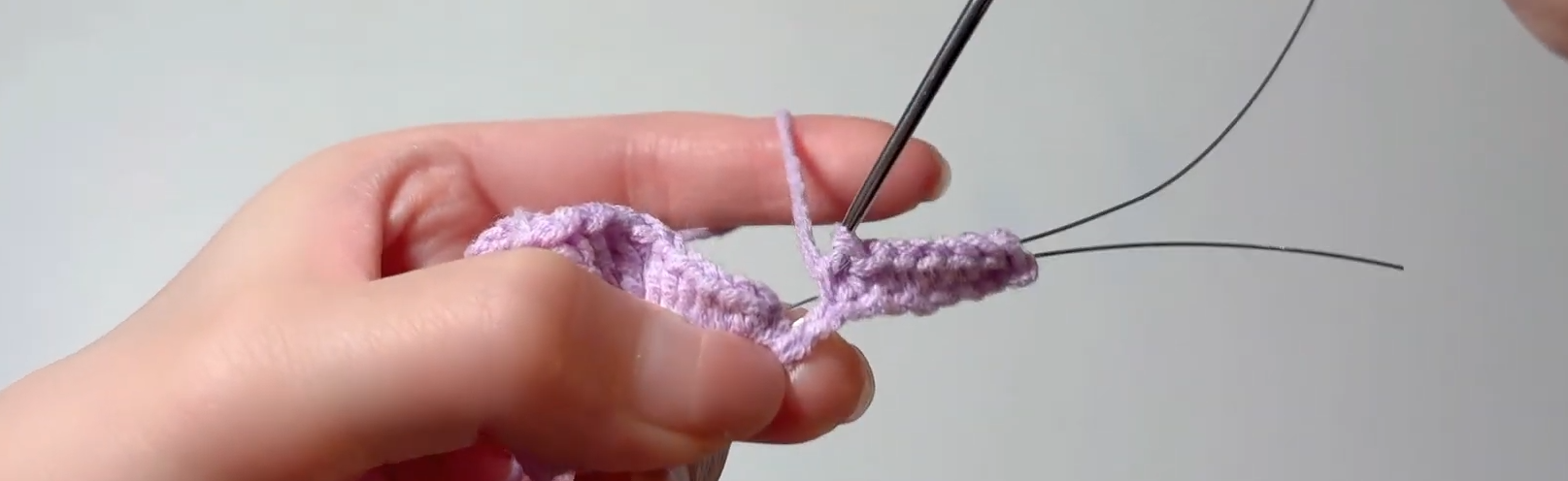 Working single crochet along the Crape Myrtle petal base